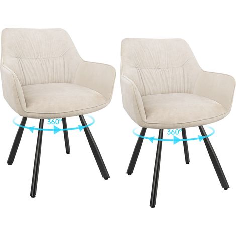 LEWE Lot de 2 Chaise Pivotante à 360°, Chaise Salle à Manger Scandinave, Fauteuil de Cuisine en Velours, Kaki