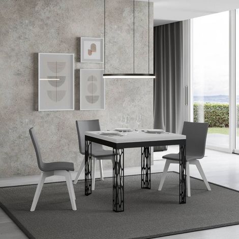 Tavolo apribile 90x90/180 cm Ghibli Libra Bianco Frassino telaio Antracite (1/4)