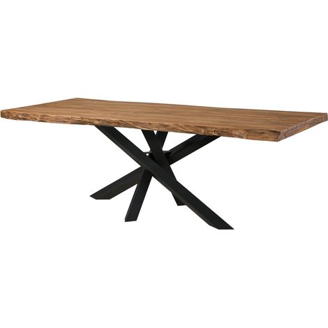 Table à manger 220x100x79 en bois de Sheesham teinté naturel / pieds Mikado anthracite mat FREEFORM 5