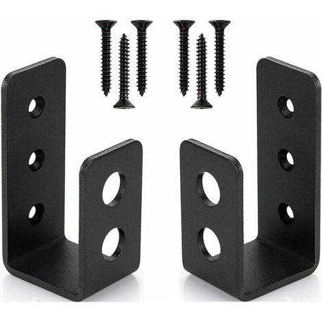 Lot de 2 Supports de Porte Robustes en Acier pour Portes de 2 x 4 - Barre de Sécurité en Forme de U (1/4)