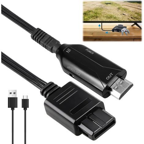 Cavo convertitore da N64 a HDMI Dewlawn, convertitore da N64 a HDMI con cavo da 1,5 m, adattatore audio e video 1080P per console di gioco N64, NGC, SNES e Gamecube, Plug and Play (1/5)