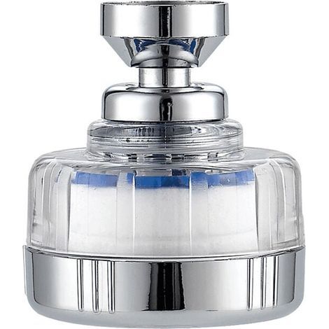 Water filter tap with 6 PP cotton filter elements, universal anti-limescale faucet filter, 360° rotatable spray head YMYNY