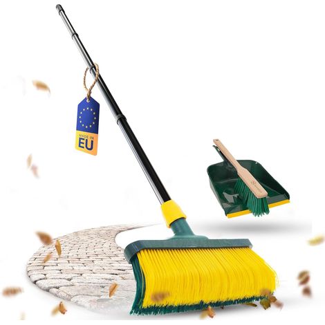 Balai à griffes Novaliv avec manche 30 cm, y compris le kit de balayage extérieur, balai spécial à poils courbés - idéal comme balai de jardin, balai