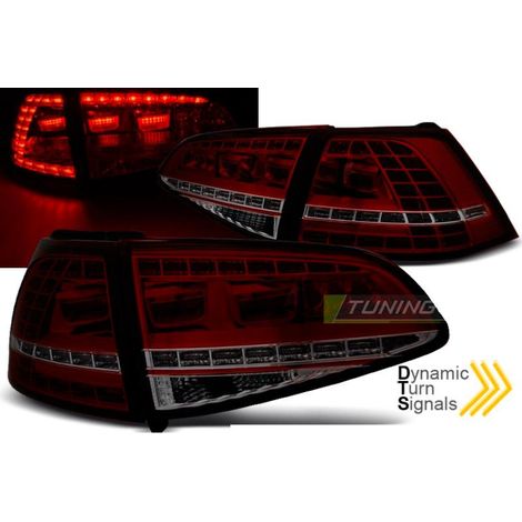 Paire de feux arriere VW Golf 7 13-17 LED Look GTI rouge Fume (1/4)