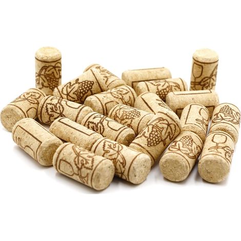 Lot de 24 bouchons de bouteille de vin avec motif - Bouchons coniques en liège pour bouteille de bière de vin, bouteilles en verre, bricolage, artisanat (21 x 39 mm)