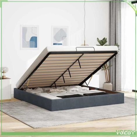 Cadre de lit ottoman - Modèle 3310980 - Velours gris foncé - 180 x 200 cm - Rangement hydraulique (1/5)