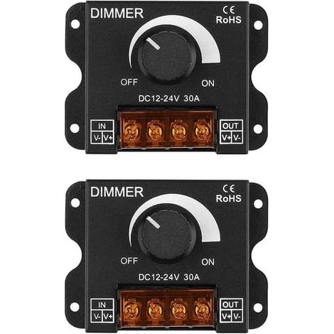 Variateur LED, DC 12V-24V, 30A, 360W, contrôleur PWM, boîtier en aluminium noir (2) (1/5)