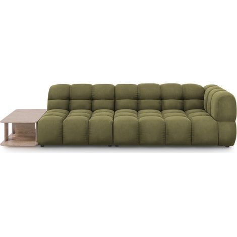 Canapé modulable gauche 4 places en velours vert clair (1/5)