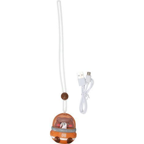 Wiederaufladbarer, klingenloser Nackenventilator, 3 Geschwindigkeitsstufen, Mini-USB-Anschluss, verstellbares Kabel, ideal für Reisen und Outdoor-Aktivitäten, Bärenmotiv (1/5)