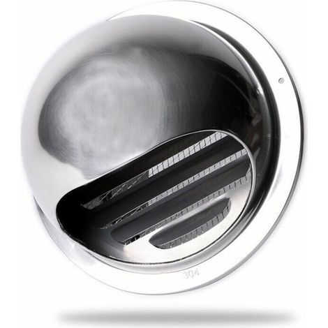 Rejilla de ventilación de 100 mm, rejilla de ventilación de acero inoxidable de alta calidad, rejilla de ventilación exterior con mosquitera, protege la fachada y evita la entrada de aire frío / Rejil (1/5)
