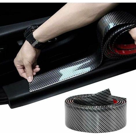 Universeller Autoaufkleber aus Kohlefaser, leicht, flexibel und biegsam, Einstiegsleisten- und Stoßstangenaufkleber für die meisten Autos (5 cm, 2,5 m, Schwarz) (1/4)