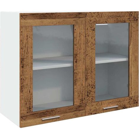 Hanging Glass Cabinet Lyon Old Wood 80x31x60 cm Engineered Wood vidaXL
