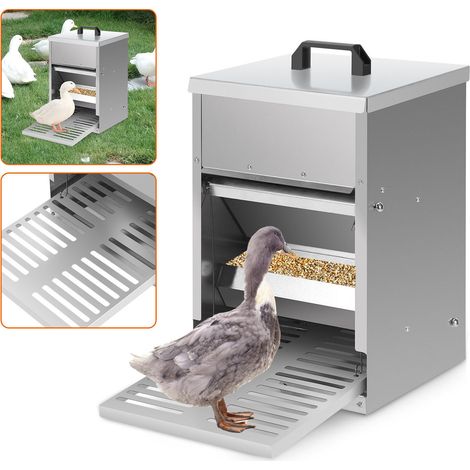 EINFEBEN 3x Mangeoire poules en acier galvanisé – Distributeur automatique 5KG avec pédale et protection étanche pour poules et autres volailles (1/5)