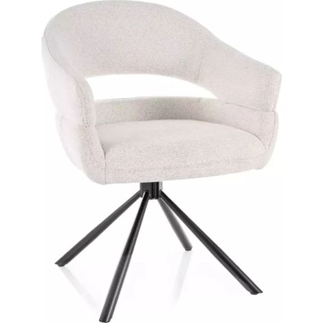 Chaise tissu doux avec accoudoirs design pivotante à 180° beige LAVIN (1/5)