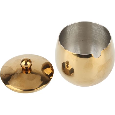 Grand sucrier/pot à épices en acier inoxydable avec couvercle, idéal pour ranger sel, bonbons, café et autres gourmandises. Compatible lave-vaisselle. Couleur : or. (1/5)
