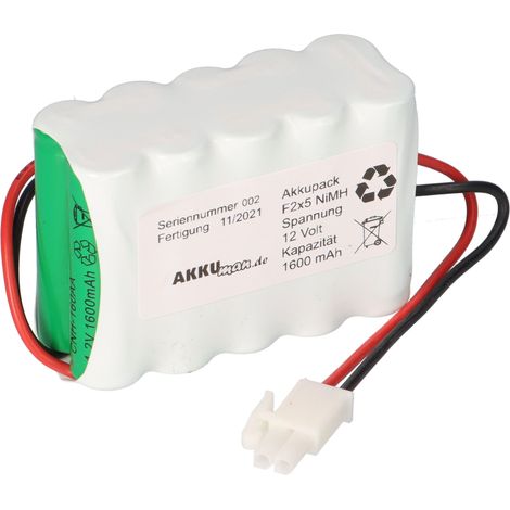 12V 1600mAh NiMH Akku passend Assa Abloy Besam Unislide Türsysteme USL-MEU Fluchtwegschieber Teilenr.: 33550475 (1/5)
