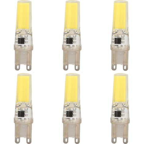 6er-Pack dimmbare G9 COB-Silikonlampen, kaltweiß, 220 V, für Kronleuchter, Deckenleuchten, Wandleuchten und Tischlampen (1/5)