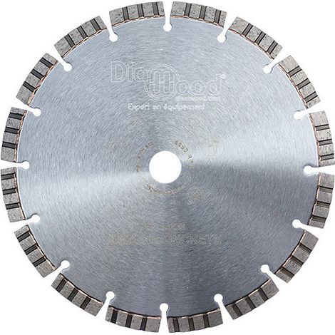 Diamwood Disque diamant avec segments turbo soudés laser - D. 230 mm - Al. 22,23 mm - Ht. 10 mm - Ep. 2,6 mm - 16 segments - Pour béton, pierre naturelle, brique et plus (1/2)