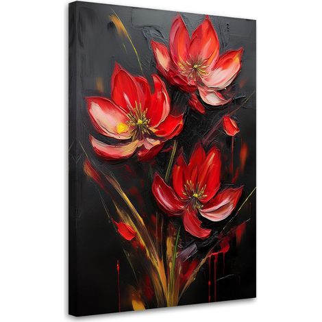 Tableau déco Coquelicots rouges peints 60x90 (1/5)