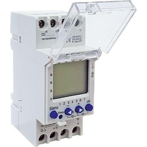 SDT582C interrupteur horaire programmable digital 24h/7j – 16A – 220VAC – 58 programmes – Montage sur rail DIN – Pour éclairages et chauffages – IMO (1/3)