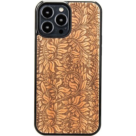 Coque en bois motif feuilles de pommier pour iPhone 13 Pro Max (1/3)