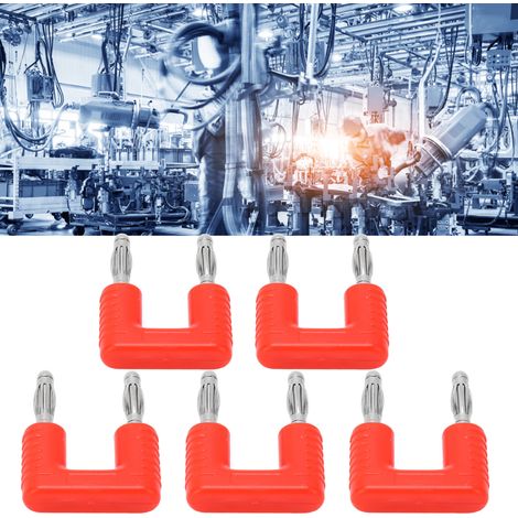 J.20004 Kurzschlussstecker 4 mm Abstand 19 mm, paralleler Bananenstecker aus reinem Kupfer 4 mm, vernickeltes Kupfer, verkauft in 5er-Packungen, rot. (1/5)