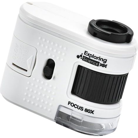 Microscope miniature - Grossissement 80x - Portable - Éducatif - Fabriqué en plastique ABS, avec source lumineuse LED (1/5)