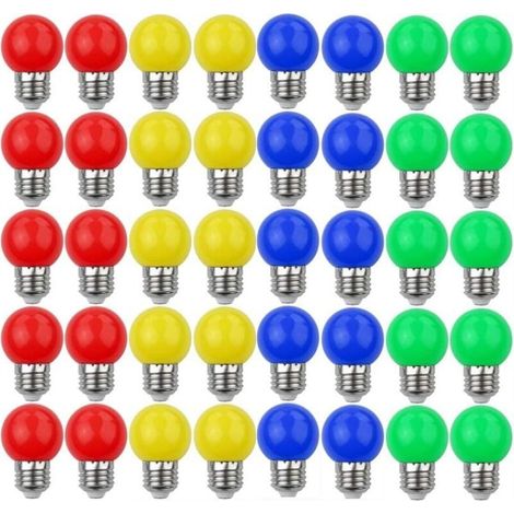 Ampoules LED Colorées E27 3W=30W Lumière Décorative et Design 240 Lumens AC220V-240V Lampe de Décoration Couleurs Mélangées Rouge Jaune Bleu Vert - Paquet de 40 (1/5)
