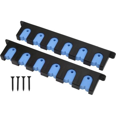 Support mural bleu pour canne à pêche - 6 tiges verticales, résistant aux produits chimiques. Inclut 4 vis (1/5)