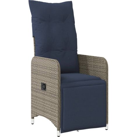 Maison Exclusive - Gartensessel Verstellbar mit Kissen Grau Poly