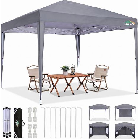 Faltpavillon 3x3m wasserdicht, stabil, winterfest mit 4 Seitenwänden, UV-Schutz, höhenverstellbar (1/5)