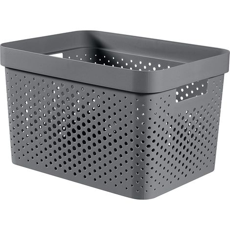 panier de rangement infinity 17 l recyclé empilable et emboîtable gris anthracite curver (1/5)
