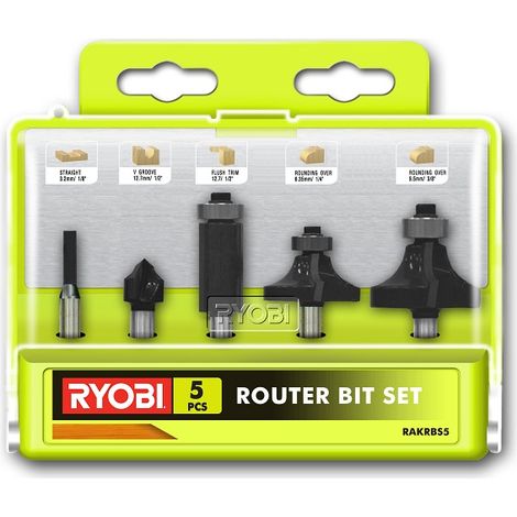 Ryobi RAKRBS5 Kit 5 Oberfräsen 6 mm Holz gerade abgerundete Nut