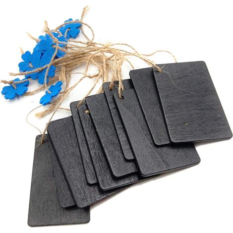 Lot de 10 mini hängend Tableau bois ardoise étiquettes pour message board Fleurs (Bleu) (1/5)