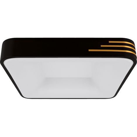 Plafonnier LED carré 42 cm noir/or 24W 4200K Struhm (1/2)