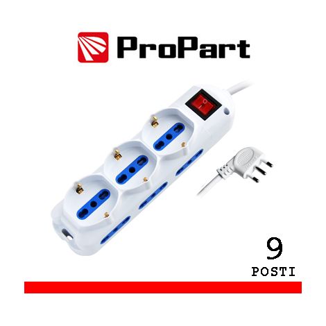 Multipresa 9pos bipasso + bipasso/schuko spina16A +interr.