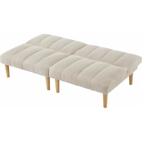 Divano letto 2 posti 167 cm reclinabile a 3 posizioni in velluto a coste beige MODENUIT (1/5)