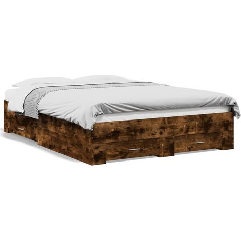 Maison Exclusive - Bettgestell mit Schubladen Räuchereiche 120x20