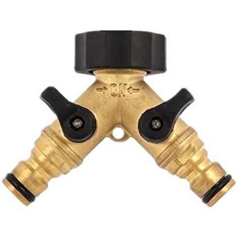 Garden Y Type Metal Coated Double Pass Water Pipe Joint Quick Connect European Standard Ball Valve Water Pipe Joint (1/4)