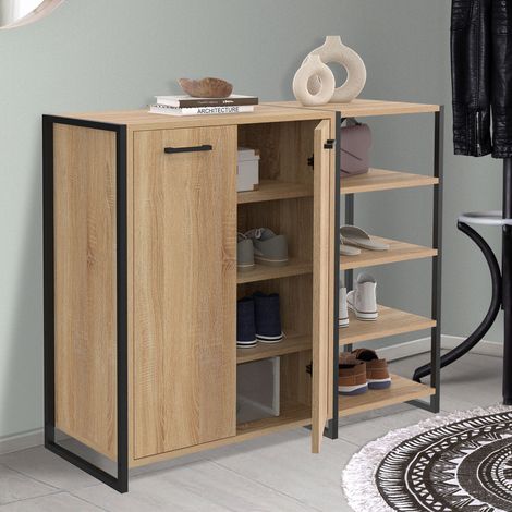 Mueble zapatero LUIS 2 puertas con 4 estantes 12 pares diseño industrial