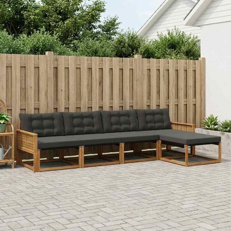 vidaXL  Outdoor Sofa Set  with Cushion 5 pcs Natural and Black