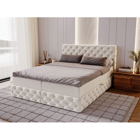 Lit continental Canolo avec rangement 160 x 200 double, velours, crème (1/5)