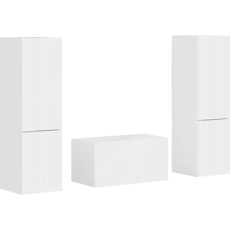 TV Cabinet Set 5 pcs High Gloss White Engineered Wood vidaXL