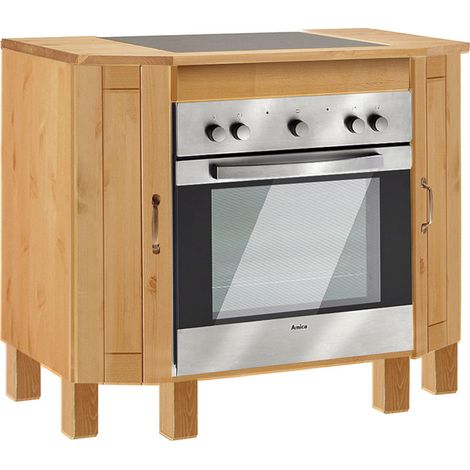 Armoire de four en pin massif – 3 compartiments – Style campagnard moderne – Respectueux de l'environnement – Pour cuisine