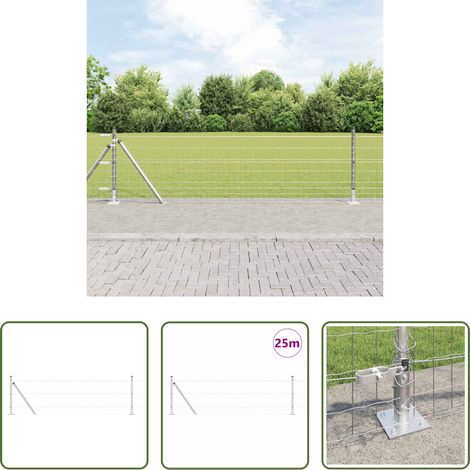 Terrassenzaun - Zaun mit Pfosten Silber 0,4 x 25 m Stahl (1/5)