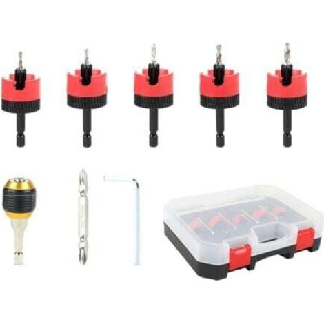 Countersink Drill Bit Set - 7 Pieces Countersink Drill Bits for Wood, Adjustable Depth, 6.5mm Hex Shank with Stop, for Hinges and Dowels