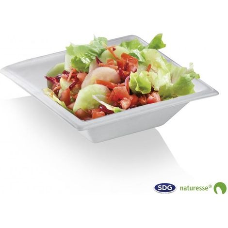 Barquette jetable Élégance 450 ml 16x16 en cellulose - 500 pièces - Ecobioshopping (1/3)