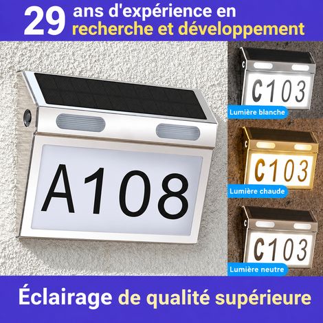 Numéro de maison solaire LED extérieur étanche IP65 6500K 4500K 3200K applique murale sans fil 21 × 6 × 17 cm 600 g – Livraison gratuite (1/5)