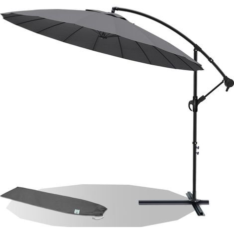 VOUNOT SHANGHAI Sombrilla Jardín Parasol Excentrico con Funda Protectora 3M, Gris (1/5)