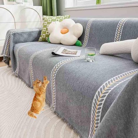 Plaid Canape Grande Taille, Jeté De Canapé d'angle, Antidérapant Grand Plaid pour Canapé XXL, Chenille Couverture Canapé Housse De Canapé, Lavable(180x180cm) (1/5)